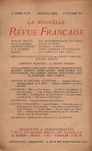 La Nouvelle Revue Française (1908-1940) N° 97 octobre 1921