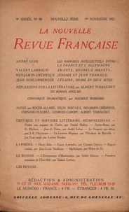  Gallimard - La Nouvelle Revue Française (1908-1943) N° 98 novembre 1921 : .