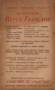 La Nouvelle Revue Française (1908-1940) N° 99 décembre 1921