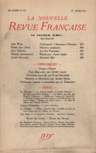  Gallimard - La Nouvelle Revue Française (1908-1943) N° 223 avril 1932 : .
