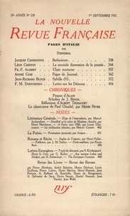  Gallimard - La Nouvelle Revue Française (1908-1943) N° 228 sept 1932 : .