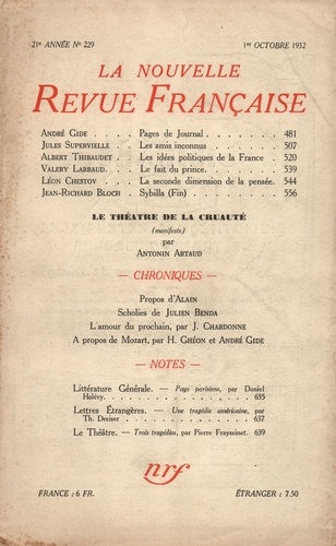 La Nouvelle Revue Française (1908-1943) N° 229 octobre 1932