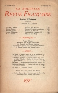  Gallimard - La Nouvelle Revue Française (1908-1943) N° 233 février 1933 : .