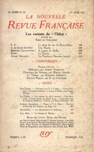 La Nouvelle Revue Française (1908-1943) N° 235 avril 1933