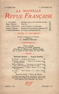 La Nouvelle Revue Française (1908-1943) N° 240 sept 1933