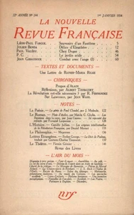 La Nouvelle Revue Française (1908-1943) N° 244 janvier 1934