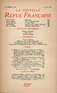 La Nouvelle Revue Française (1908-1943) N° 249 juin 1934