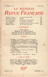 La Nouvelle Revue Française (1908-1943) N° 251 août 1934