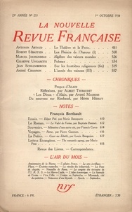  Gallimard - La Nouvelle Revue Française (1908-1943) N° 253 octobre 1934 : .