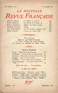 La Nouvelle Revue Française (1908-1943) N° 253 octobre 1934
