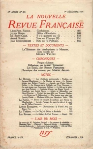 La Nouvelle Revue Française (1908-1943) N° 255 décembre 1934
