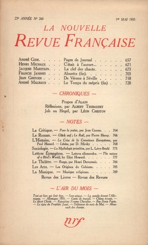 La Nouvelle Revue Française (1908-1943) N° 260 mai 1935