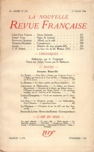 La Nouvelle Revue Française (1908-1943) N° 270 mars 1936
