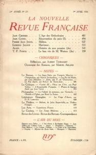 Gallimard - La Nouvelle Revue Française (1908-1943) N° 271 avril 1936 : .