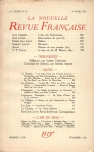 La Nouvelle Revue Française (1908-1943) N° 271 avril 1936