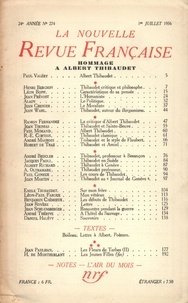  Gallimard - La Nouvelle Revue Française (1908-1943) N° 274 juillet 1936 : Hommage à Albert Thibaudet.