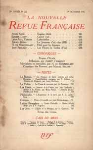  Gallimard - La Nouvelle Revue Française (1908-1943) N° 277 octobre 1936 : .