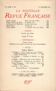  Gallimard - La Nouvelle Revue Française (1908-1943) N° 278 novembre 1936 : .