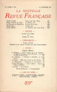La Nouvelle Revue Française (1908-1943) N° 278 novembre 1936