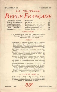 La Nouvelle Revue Française (1908-1943) N° 280 janvier 1937