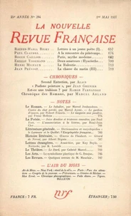 La Nouvelle Revue Française (1908-1943) N° 284 mai 1937