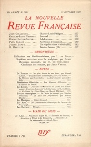  Gallimard - La Nouvelle Revue Française (1908-1943) N° 289 octobre 1937 : .