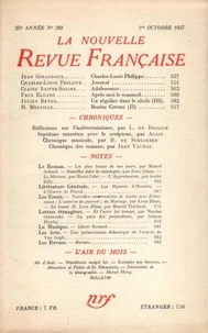 La Nouvelle Revue Française (1908-1943) N° 289 octobre 1937