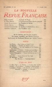 Gallimard - La Nouvelle Revue Française (1908-1943) N° 294 mars 1938 : .