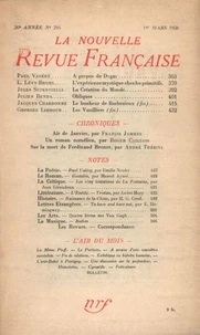 La Nouvelle Revue Française (1908-1943) N° 294 mars 1938