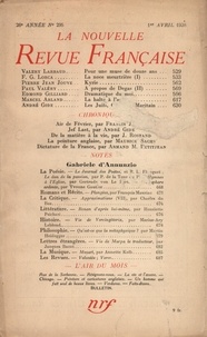  Gallimard - La Nouvelle Revue Française (1908-1943) N° 295 avril 1938 : .