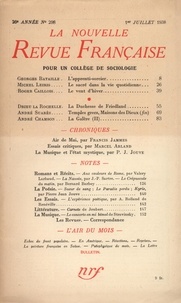  Gallimard - La Nouvelle Revue Française (1908-1943) N° 298 juillet 1938 : .