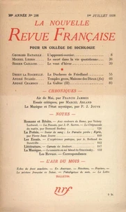 La Nouvelle Revue Française (1908-1943) N° 298 juillet 1938