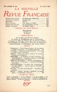  Gallimard - La Nouvelle Revue Française (1908-1943) N° 299 août 1938 : .