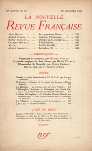  Gallimard - La Nouvelle Revue Française (1908-1943) N° 301 octobre 1938 : .