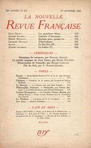 La Nouvelle Revue Française (1908-1943) N° 301 octobre 1938