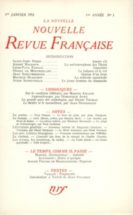 Gallimard - La Nouvelle Revue Française N° 1, Janvier 1953 : .