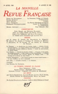  Gallimard - La Nouvelle Revue Française N° 100, avril 1961 : .