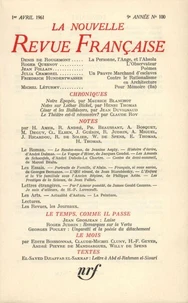 La Nouvelle Revue Française N° 100, avril 1961
