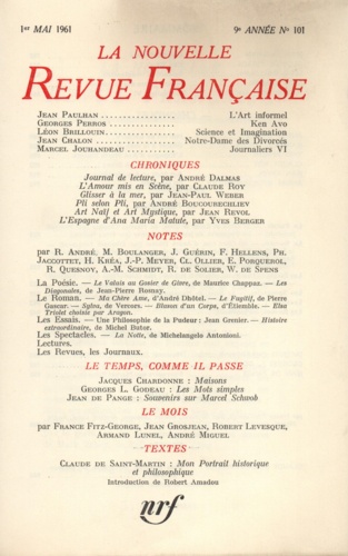 La Nouvelle Revue Française N° 101 mai 1961