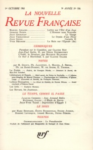  Gallimard - La Nouvelle Revue Française N° 106 octobre 1961 : .