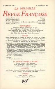  Gallimard - La Nouvelle Revue Française N° 109 janvier 1962 : .