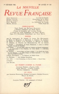  Gallimard - La Nouvelle Revue Française N° 110 février 1962 : .