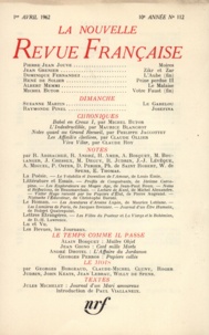  Gallimard - La Nouvelle Revue Française N°112, avril 1962 : .