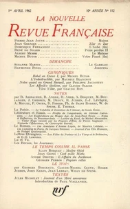 La Nouvelle Revue Française N°112, avril 1962