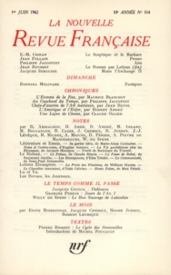  Gallimard - La Nouvelle Revue Française N° 114, juin 1962 : .