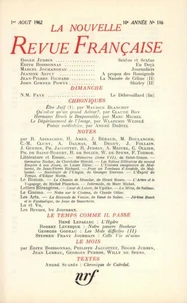 La Nouvelle Revue Française N° 116, août 1962