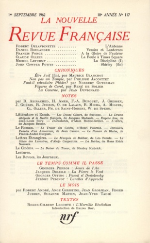 La Nouvelle Revue Française N° 117 sept 1962