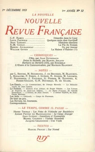 La Nouvelle Revue Française N° 12 décembre 1953