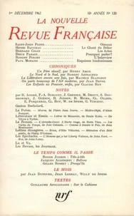 La Nouvelle Revue Française N° 120 décembre 1962