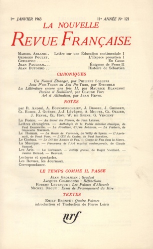 La Nouvelle Revue Française N° 121 janvier 1963